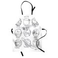 thumbnail image 1 of Doodle Apron Planets of Solar System Sun Mercury Earth Moon Mars Neptune Saturn Jupiter Science, Unisex Kitchen Bib Apron with Adjustable Neck for Cooking Baking Gardening, Black White, by Ambesonne, 1 of 3