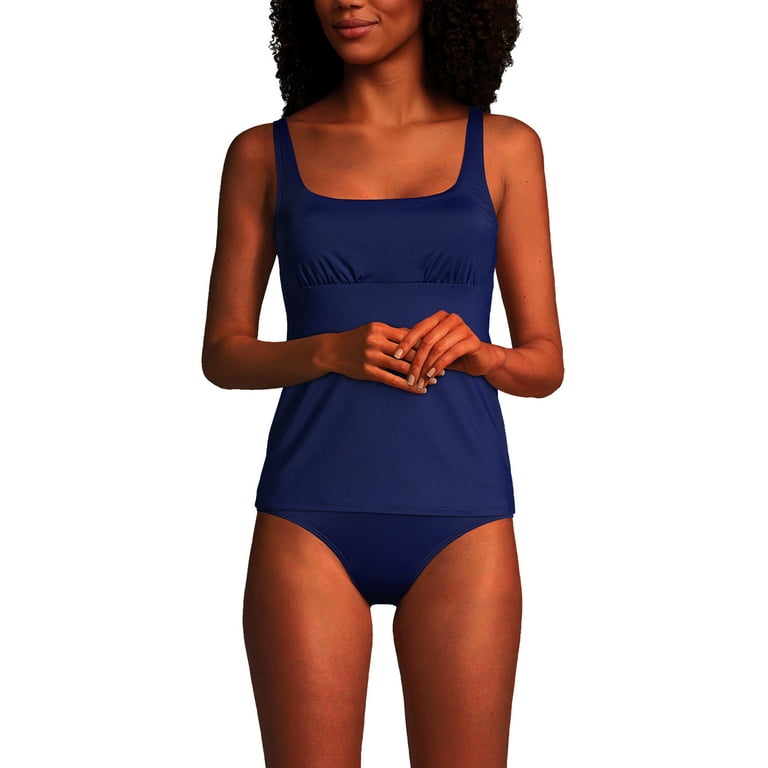 Lands' End Women's Petite Chlorine Resistant Square Neck Underwire Tankini  Swimsuit Top Adjustable Straps 