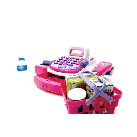 PlayWorld GoGrow! Grocery Pretend Play Electronic Cash Register Toy - Pink