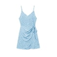 thumbnail image 5 of BRGZLK Women's Summer MIni Dresses Summer Fashion V-Neck Polka Dot Tie Waist Soft Comfortable Casual Vacation Beach Sundress Sky Blue XL, 5 of 5