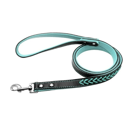 Multi-size Optional Comfortable Leather for All Size Dog Adjustable with Braided Pattern Name Engravable Pet ID Tags Dog Supplies Dog Collar Dog Leads BLUE 120X1.5CM LEAD