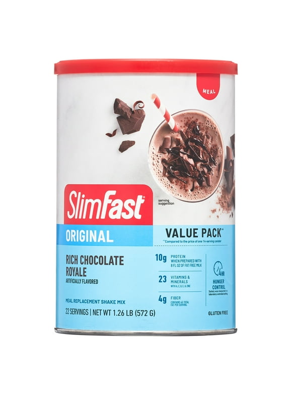 SlimFast Original Meal Replacement Shake Mix, Rich Chocolate Royale, 20.18 Oz, 22 Servings