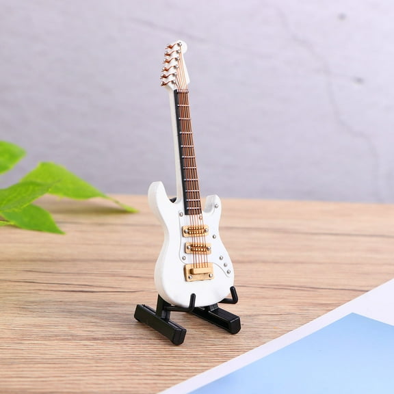 MUSEYA Mini Guitar Figurine Realistic Animal Model White Bamboo Gift 1Pcs for Home Decoration