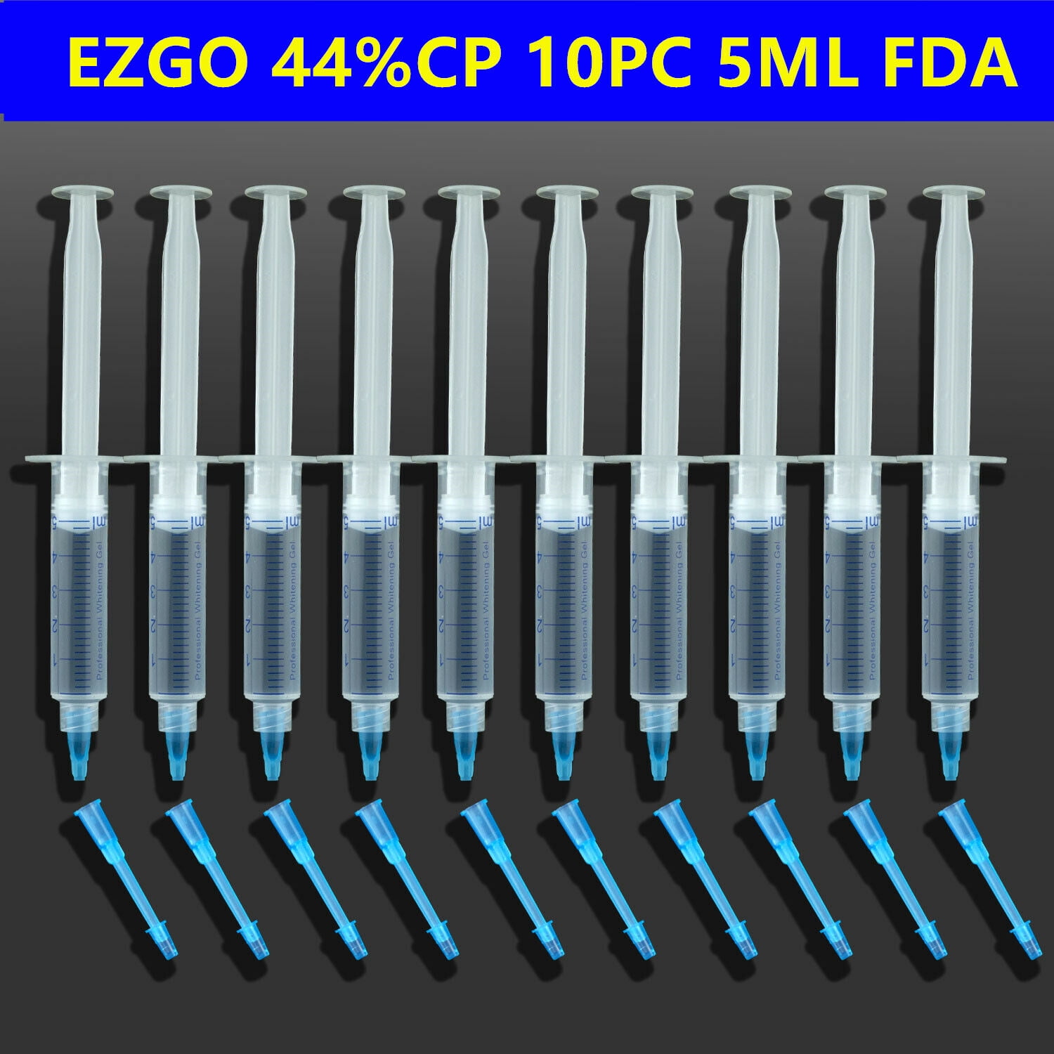 EZGO 10pc X 5ml 44%CP Teeth Whitening Gel Kit Refill Pack Professional Tooth Whitener Gel FDA, No Mouth Piece Tray