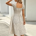 thumbnail image 6 of Dolkfu Mid-Length Women'S Clothing Gray V-Neck Ditsy Floral Short Sleeve Fit & Flare Dresses Garden Vacation Regular Geometric Dresses Gray,Xxl, 6 of 6