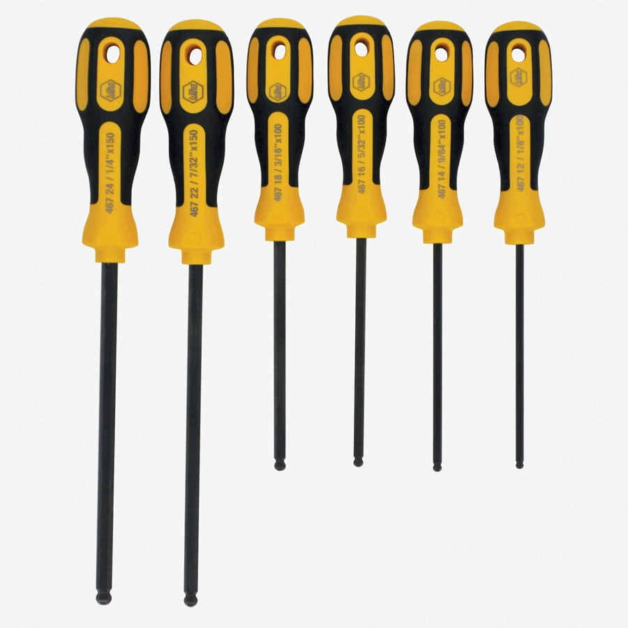Wiha 46794 6 Piece 3K Ergonomic Ball End Hex SAE Screwdriver Set