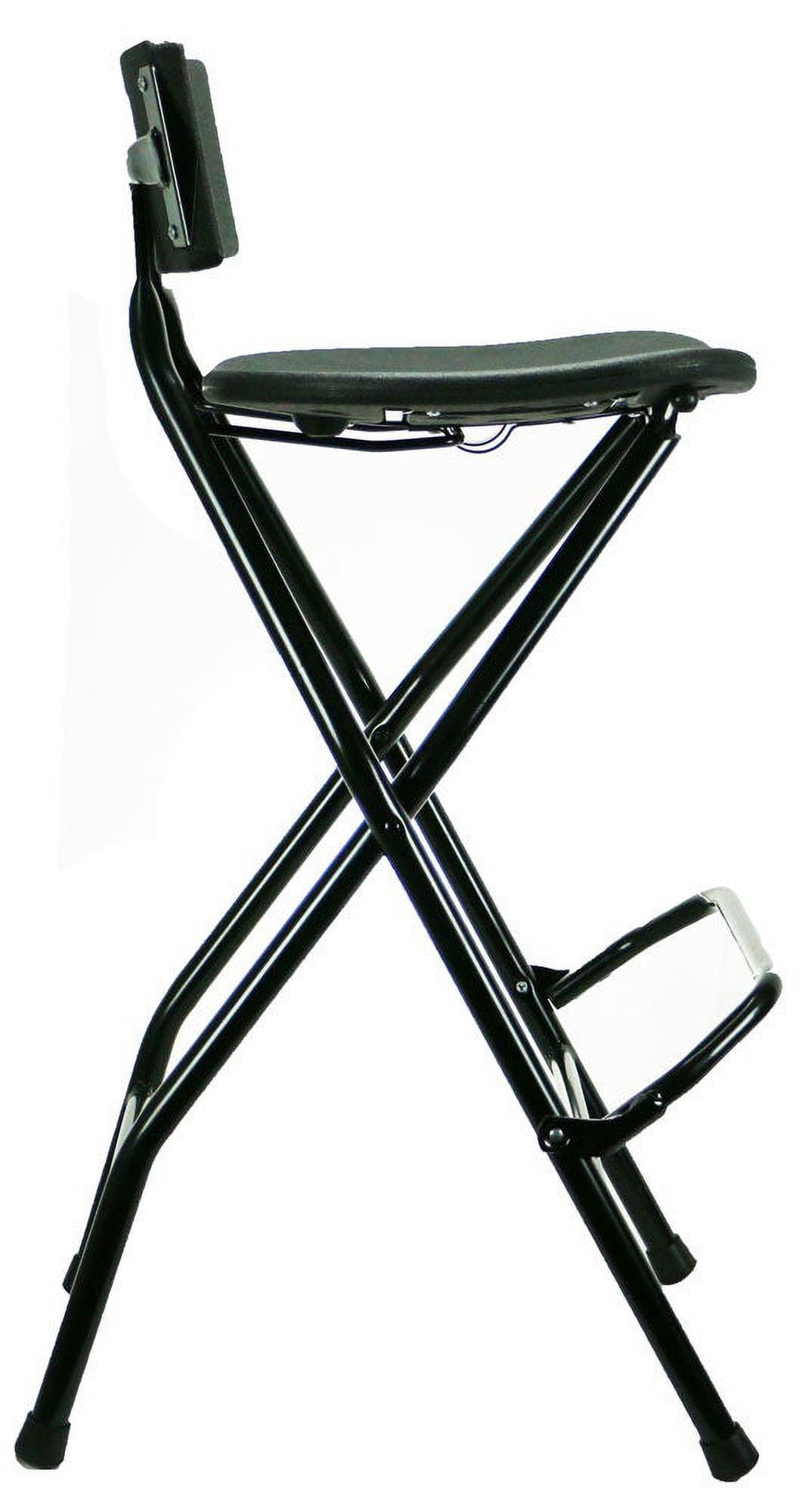 Folding Bar Stool with Backrest - Black