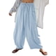 thumbnail image 2 of Pantalones Palazzo Harem Informales Holgados con Cordón para Mujer, para Verano, Playa, Viajes, Vacaciones, con Bolsillos. Azul XXL, 2 of 7