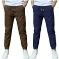 thumbnail image 2 of ATOGUTA Boys Lightweight Track Pants 2 Pack Youth Kids Hiking Active Athletic Pants with Pockets Size 3T-13, Brown, 2 of 6