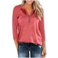 thumbnail image 2 of Women 3/4 Sleeve V Neck Button Down Shirt Business Casual Cotton Dressy Blouse Summer Office Outfit 2025, 2 of 7