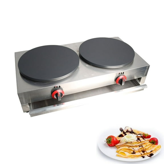 16" LP Gas Commercial Pancake Machine Double Head Pancake Maker Non-stick Griddle Machine