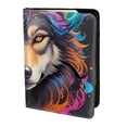 thumbnail image 2 of Pofeuu Colorful Wolf Head Print Travel Document Organizer Passport Holder Men Women for Family (6.5 in x 4.5 in),Wallet Holder Credit Card Clutch Bag Case, 2 of 5