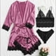 thumbnail image 1 of Pijama de mujer de cuatro piezas, ropa interior sexy de talla grande, ropa de casa con tirantes de encaje, 1 of 6
