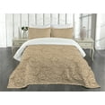 thumbnail image 3 of Ambesonne Beige Quilted Bedspread Set 3 Pcs, Damask Floral Victorian, King Size, Beige, 3 of 5