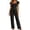 Black, variant on Tqcoqu Women's Lace Trim Pajama Set, Flutter Short Sleeve Button Top & Drawstring Wide Leg Pants, 2 Piece Loungewear Sleepwear