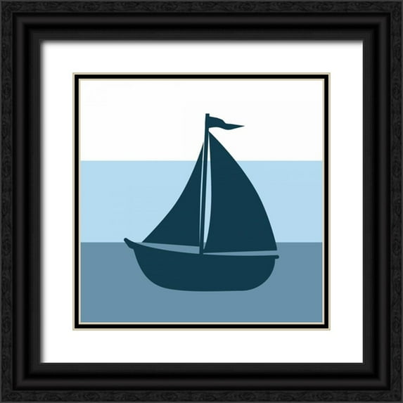 Robinson, Tamara 26x26 Black Ornate Wood Framed with Double Matting Museum Art Print Titled - Sailboat