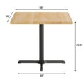 thumbnail image 5 of Flash Furniture 36" Square Solid Wood Commercial Indoor Tabletop in Natural with 30" x 30" Dining Height Rust-Resistant Black Cast Iron X-Base, 5 of 10