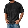 thumbnail image 2 of Hfnxid Big and Tall Men's Short Sleeve Shirt Vintage Crewneck T-Shirt with Pocket Fashion Streetwear Tee Black XXXXXL, 2 of 5