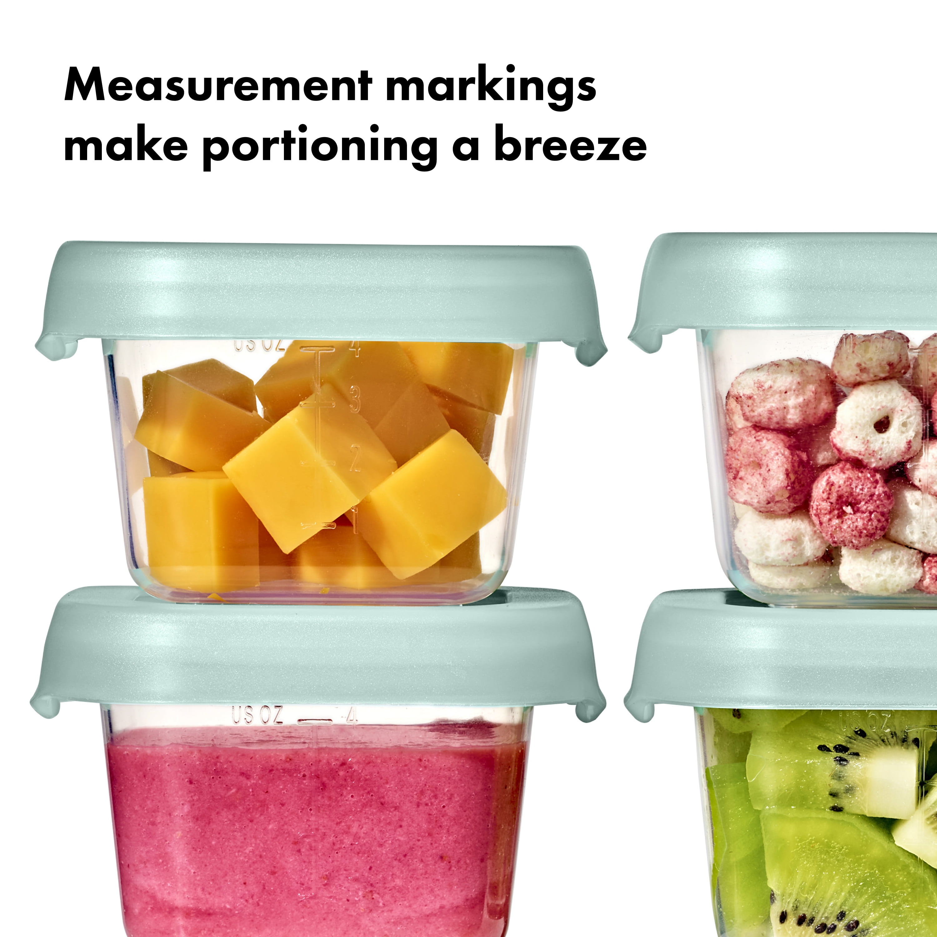 OXO Tot Baby Blocks Food Storage Containers 4 oz, Opal, 4-Pack, For Infants Ages 0-12 Months