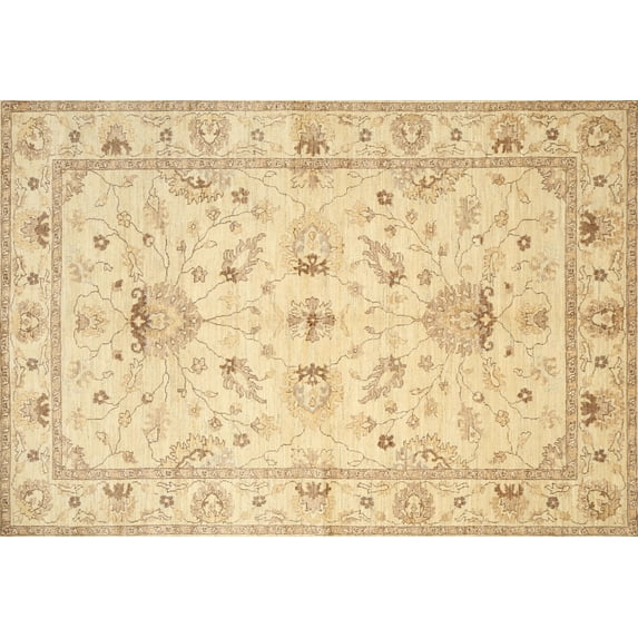 Ahgly Company Machine Washable Indoor Rectangle Traditional Brown Gold Area Rugs, 6' x 9'