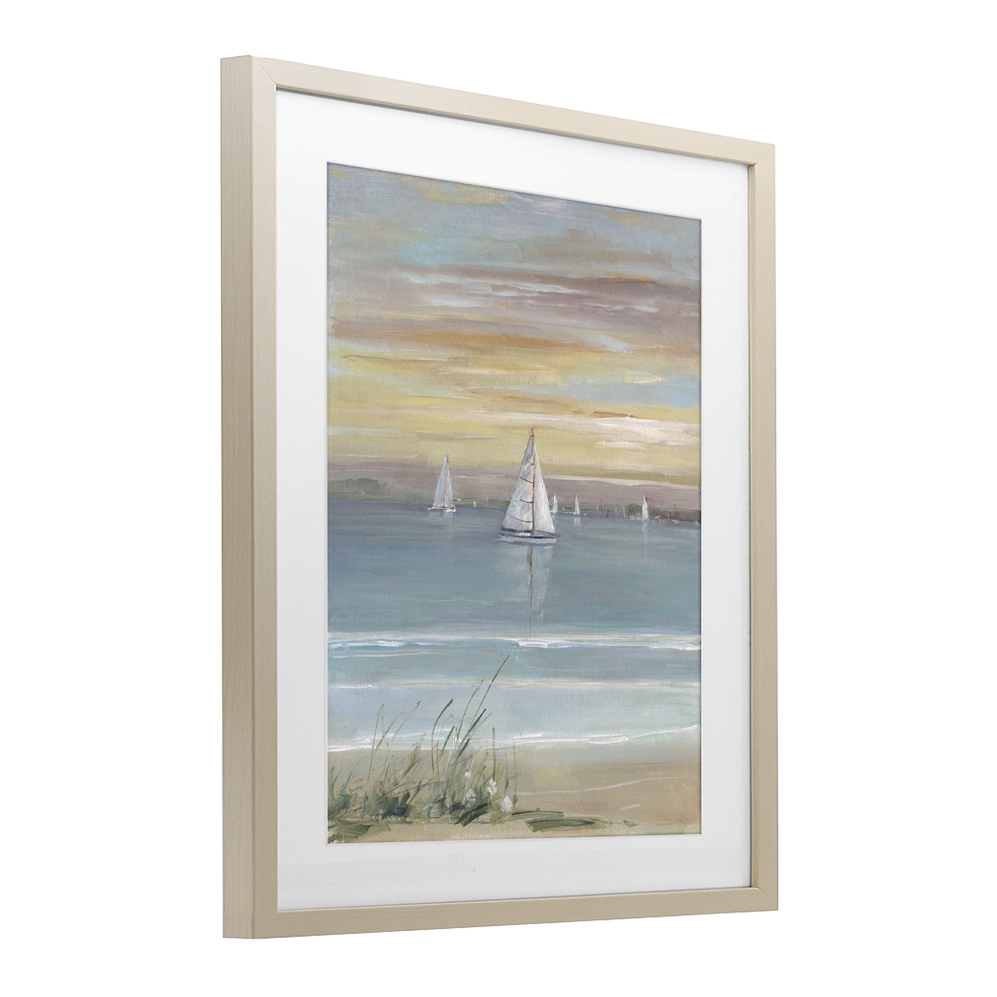 Stupell Industries Coastal Sailboats At Twilight Birch Framed Print Under Glass, design by Sally Swatland