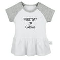 thumbnail image 1 of Everyday I'm Cuddling Funny Dresses For Baby, Newborn Babies Skirts, Infant Princess Dress, 0-24M Kids Graphic Clothes (Gray Raglan Dresses, 6-12 Months), 1 of 5