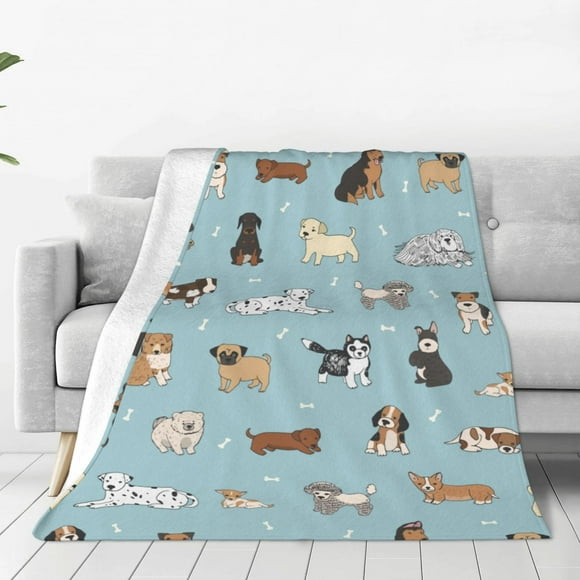 Fotbe Dog Pets Manta de Franela Acolchonada con Estampado, Súper Suave y Esponjosa, Extra Grande para Sofá, Cama, Uso Todo el Año-40"x30"