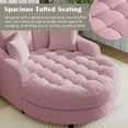 thumbnail image 5 of Euroco Oversized Round Chenille Chaise Lounge with Tufted Seat, Removable Pillows & High-Density Cushion – Modern Upholstered Lounge Chair for Bedroom or Living Room, 5 of 9