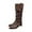 Brown, variant on Dasayo Knee-High Woman Boots Black Slouchy Wide Calf Low Heel Faux Leather Buckle Shoes Shoes for Women 36