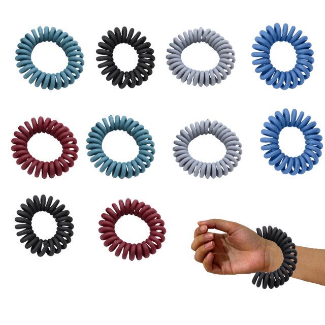 Laklulu 10 piezas espiral multicolor banda para el cabello no arrugada, banda elástica para el cabello, línea telefónica banda para el cabello impermeable