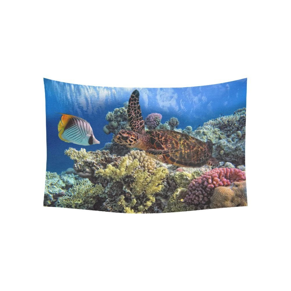 PHFZK Ocean Animal Wall Art Home Decor, Underwater World Sea Turtle