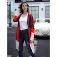 thumbnail image 4 of Womens Boho Open Front Cardigan Colorblock Long Sleeve Loose Knit Lightweight Sweaters,Burgundy,X-Large, 4 of 4