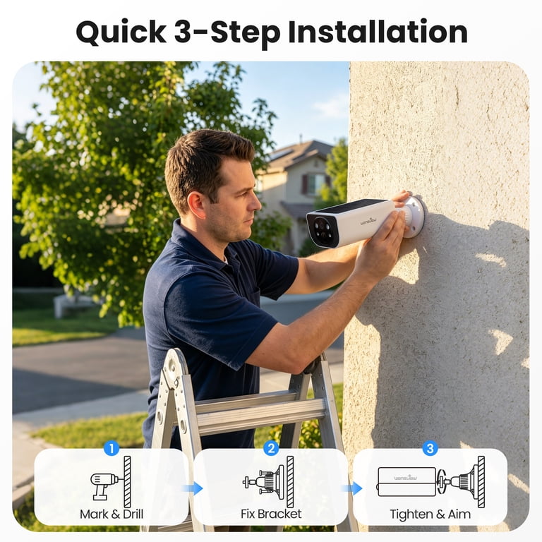 ウィンドウカメラ ホームセキュリティ用 2K WansView 2K Solar Security Camera, Wireless Outdoor Waterproof