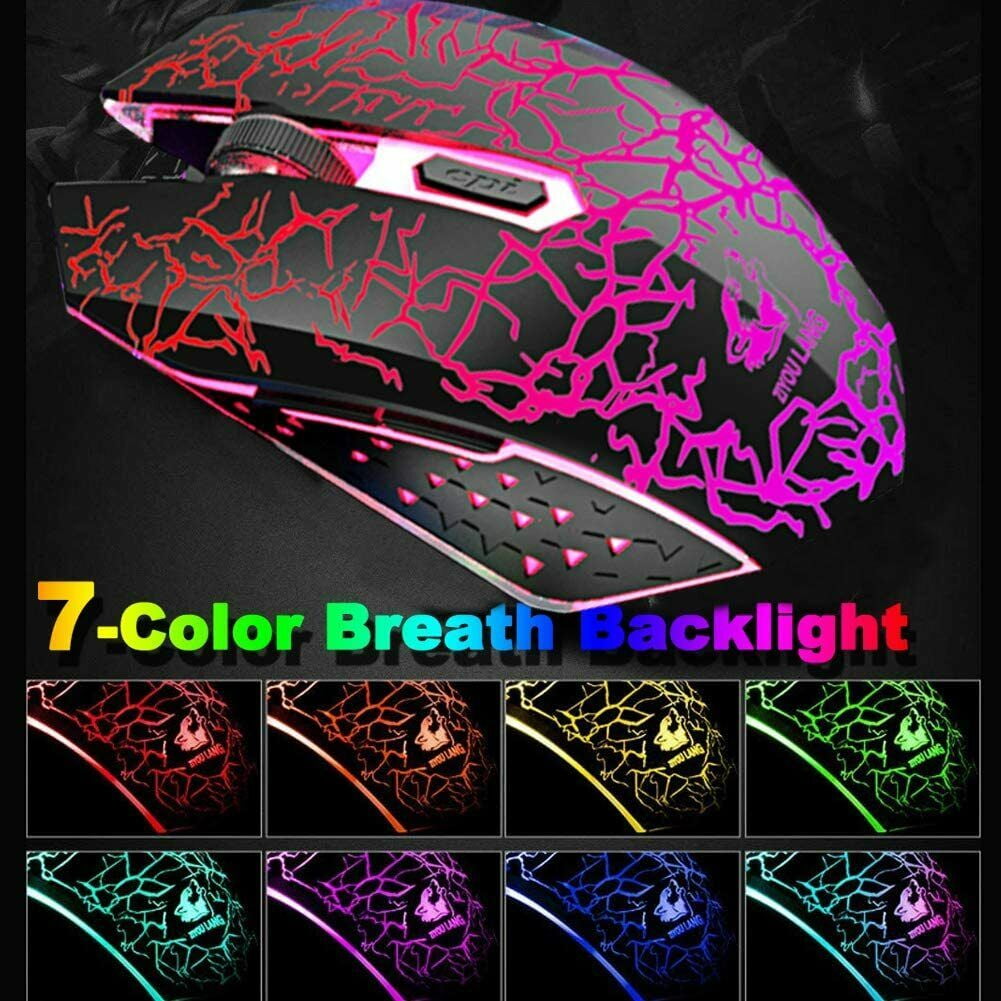  Wireless RGB Backlit Gaming Keyboard and Mouse, Rechargeable,  Long Battery Life, Metal Panel Mechanical Feel Keyboard with Palm Rest, 7  Color Mouse and Mouse Pad for Game and Work : Video