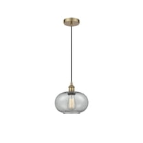 616-1P-AB-G247 Innovations Lighting Gorham - 1 Light Cord Hung Mini Pendant In Industrial Style-10.75 Inches Tall and 9.5 Inches Wide-Antique Brass