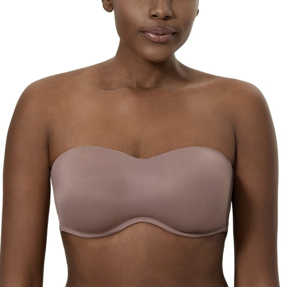 DELIMIRA Women's Seamless Underwire Bandeau Minimizer Strapless Bra for Large Bust