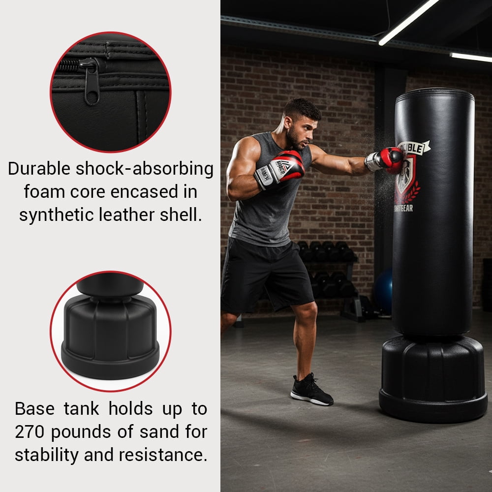Premium Freestanding Heavy-Duty Boxing Punching Bag for Adults - Solid Base Kickboxing Bag for Home or Gym Training