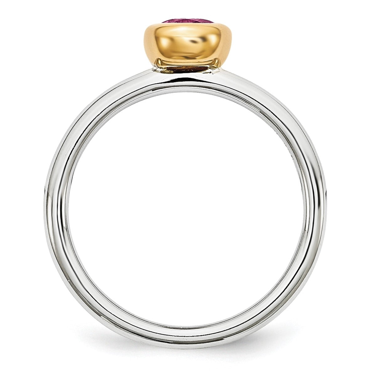 Pink Tourmaline Sterling Silver with Gold-Plate Ring