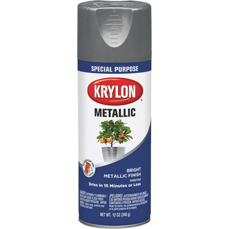 Krylon Metallic Spray Paint, Dull Aluminum, 12