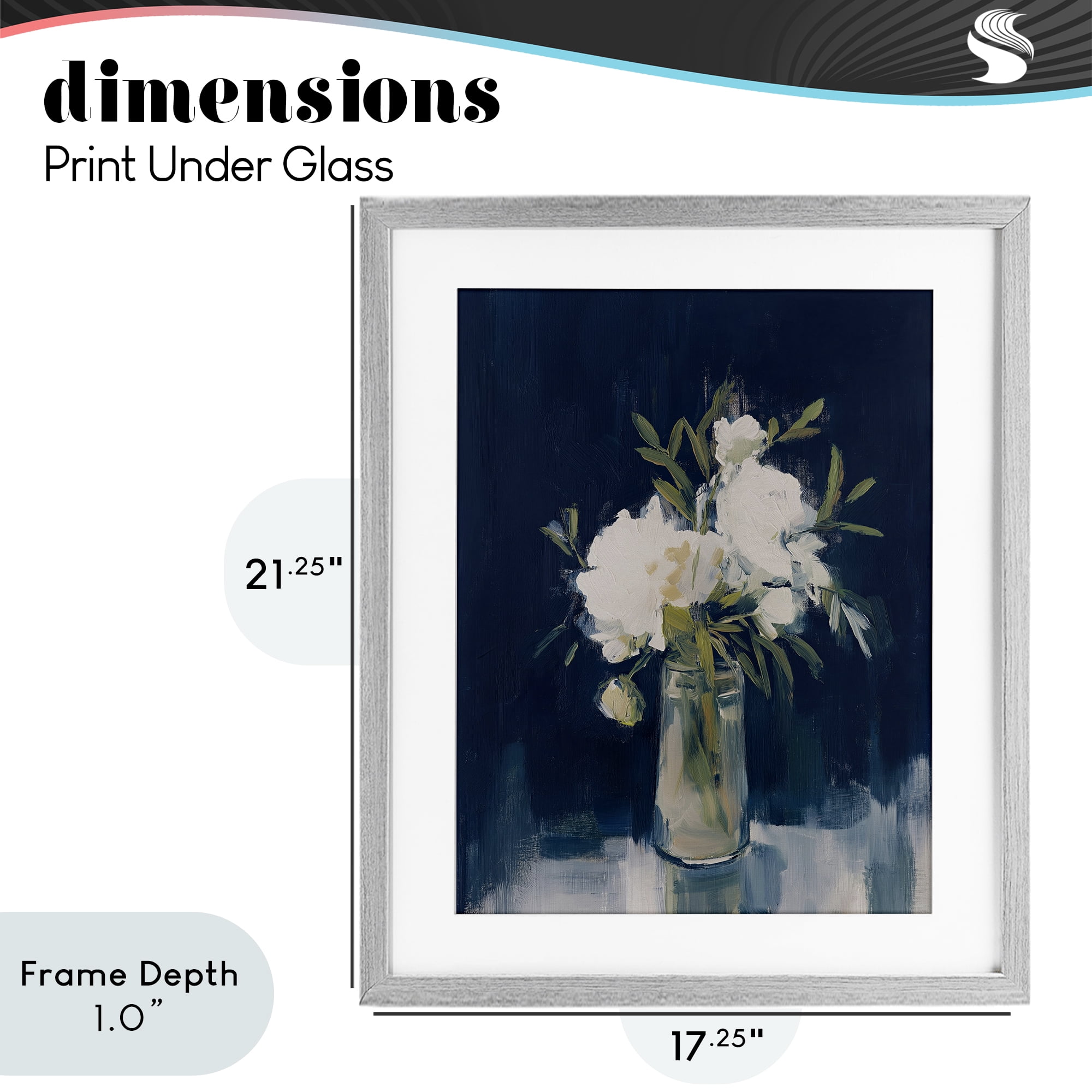 Stupell Industries Peonies On Blue Mirage Gray Framed Print Under Glass, design by Svetlana Aleynikova
