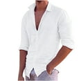 thumbnail image 2 of cllios Men's Guayabera Cuban Linen Shirts Long Sleeve Casual Button Down Shirt for Men Summer Beach Vacation Shirt Tops, 2 of 8