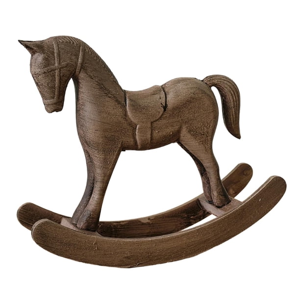 Estatua de caballo mecedor, figura decorativa de madera, adorno de escritorio para la oficina y la vida. Marrón