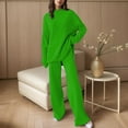 thumbnail image 2 of Ladies' Solid Color Knitted Turtleneck Sweater And Trousers Set For Fall/Winter Elegant And Stylish, 2 of 2