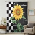 thumbnail image 2 of Sunflower Semi Sheer Curtains Drapes for Living Room, Bedroom, French Doors Window 96 Inches Long, Yellow Floral Black White Plaid Watercolor Rod Pocket Chiffon Curtain Drapery Voile Draperies Panel, 2 of 8