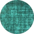 thumbnail image 1 of Ahgly Company Machine Washable Indoor Round Oriental Turquoise Blue Industrial Area Rugs, 3' Round, 1 of 4