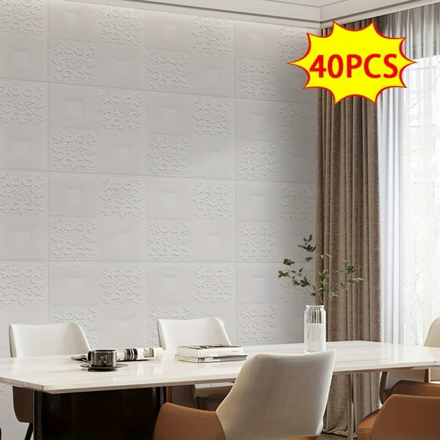 20/30/40//50pcs 3D Wall Tile Sticker, Foam Brick Self-Adhesive Anti-Collision Sticker,