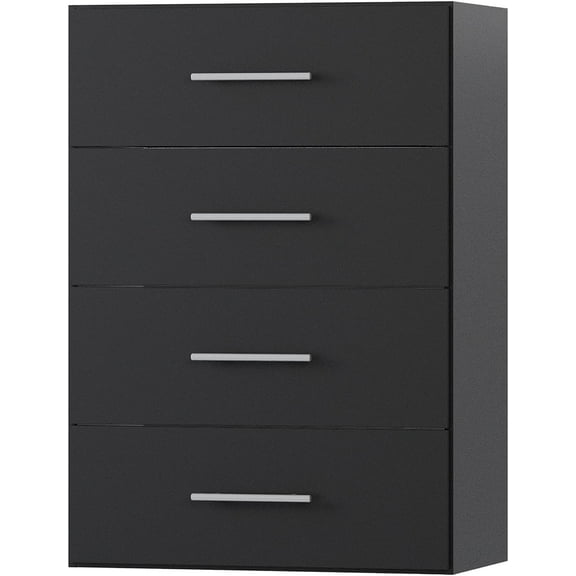 4 Drawer Short Tower Closet Unit, Modular Closet System, Wood Closet System Organizer with Storage for Walk In Closets, Clothing Rack Closet for Hanging Clothes, Bedroom, Black, 31.5"W