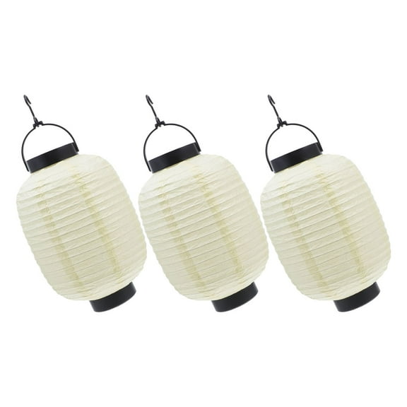 Hytrove Japanese Traditional Beige Paper Lanterns for Event Planners 3Pcs 8.7X5.9X5.9in