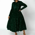 thumbnail image 4 of Women'S Sequin Plus Size Long Sleeve A-Line Flared Party Cocktail Sparkle Glitter Evening Shiny Maxi Dress Green XXL, 4 of 6