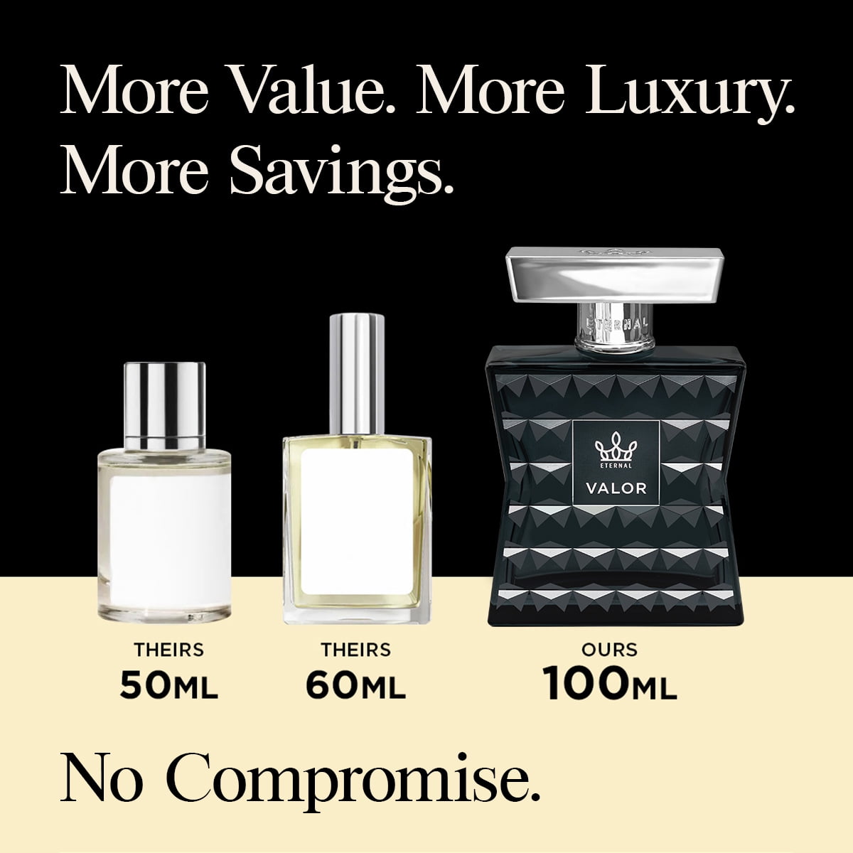 Eternal Fragrance VALOR, Warm Spicy Vanilla Woody Eau de Parfum, Inspired by SpiceBomb Cologne for Men, 3.4 oz (100ml) Spray
